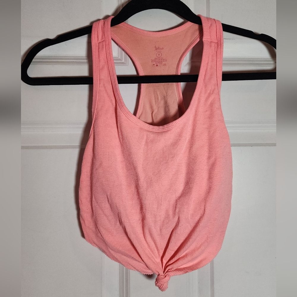 Flirtitude Pink Sleeveless Knotted Sports Tank Medium